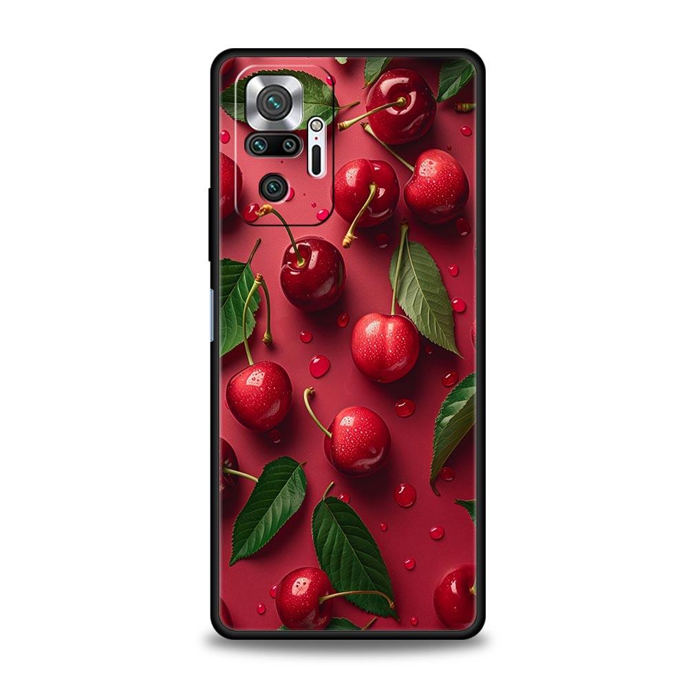 Чехол для телефона с вишней, фруктовый, для Xiaomi Redmi Note 14 13 5G 10 11 12 Pro Plus 4G 14C 13C 12C 10C, черный