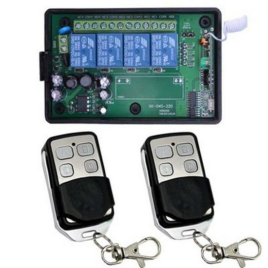 High-End 4-Button 220V Smart Wireless Remote Control: Jog, Self-Locking, Interlocking, and Selectable Modes.