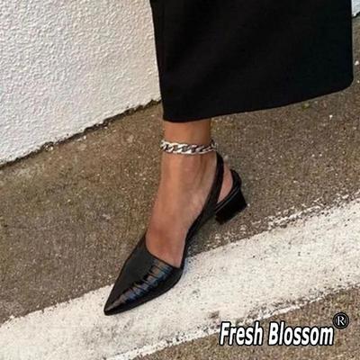 Женские туфли на высоком каблуке с квадратным носком, с ремешком на пятке, уличная мода, универсальные сандалии, женские туфли