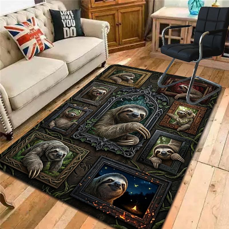 Sloth Portraits Pattern Rug Floor Mat for Living Room or Bedroom Soft and Comfortable Carpet a Gift for Birthday and Holiday.
