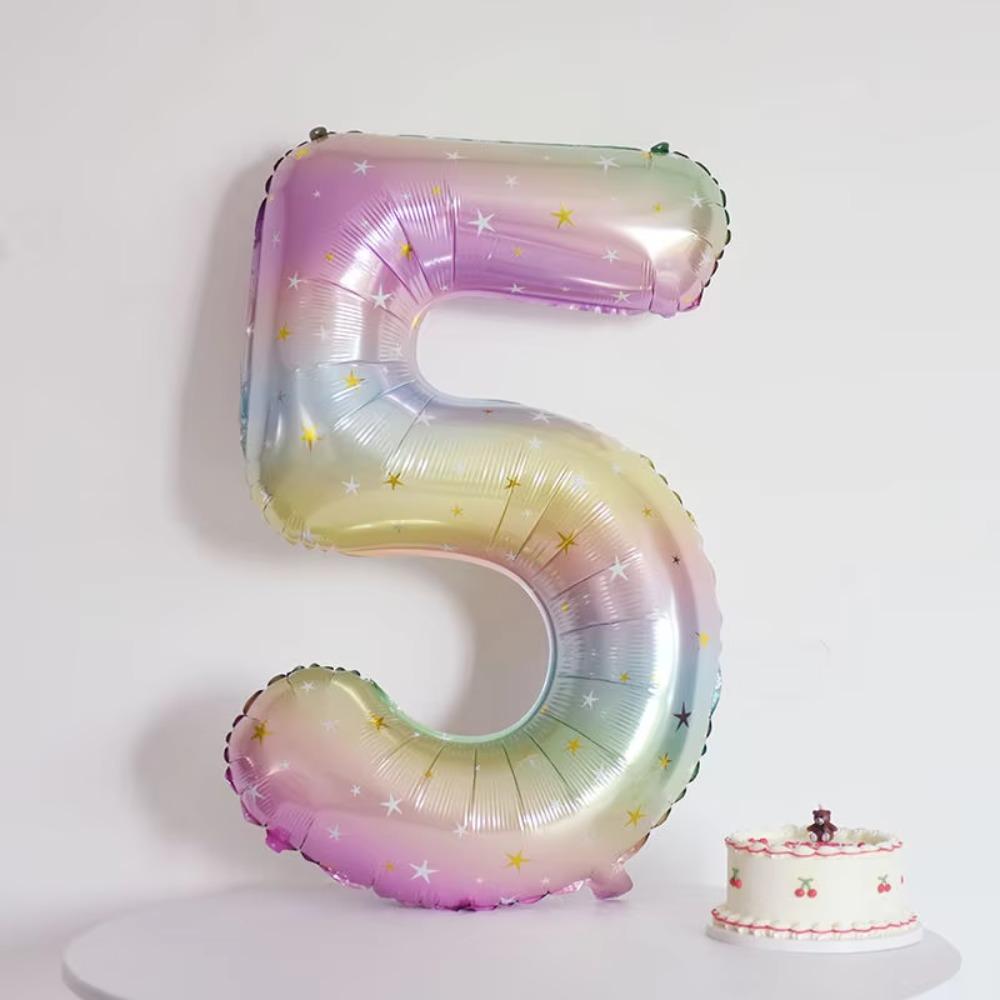 40 Inch Gradient Star Number Balloon Perfect for Party Decoration Photo Props Boys and Girls' Theme Birthday Parties New Year De