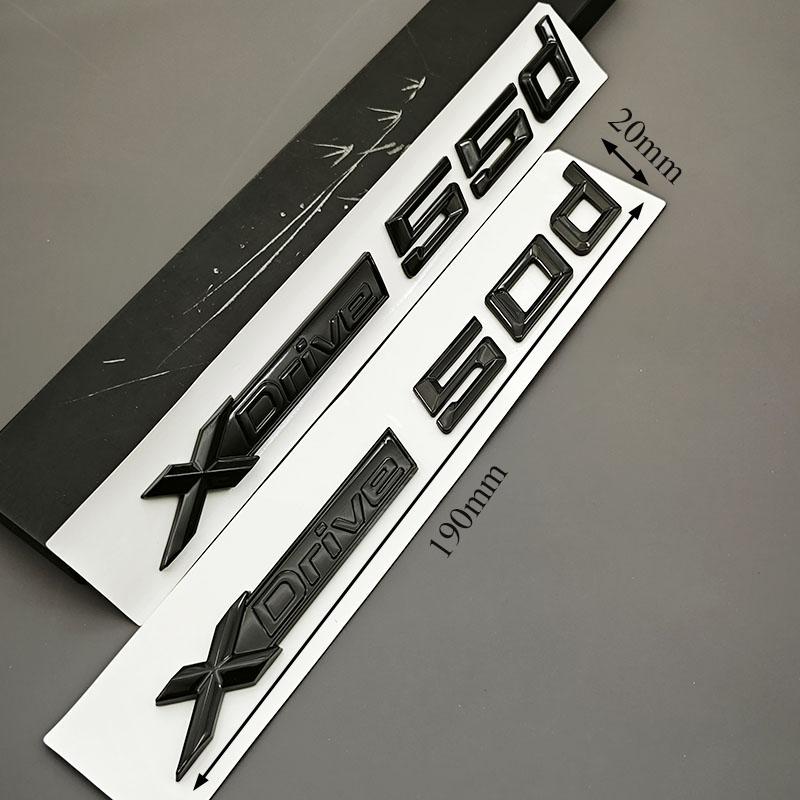 For BMW X5 X7 XDrive 50d 55d Tail Exterior Accessories Logo XDrive 50d 55d Badge ABS Chrome Black Rear Trunk Emblem Sticker