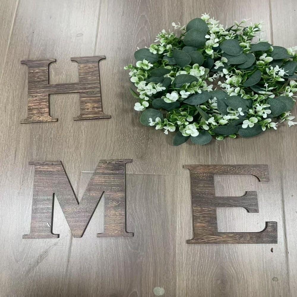 One Letter Design Wood Home Sign Brown Wooden Letters Sign Farmhouse Wall Decor Entryway Decor
