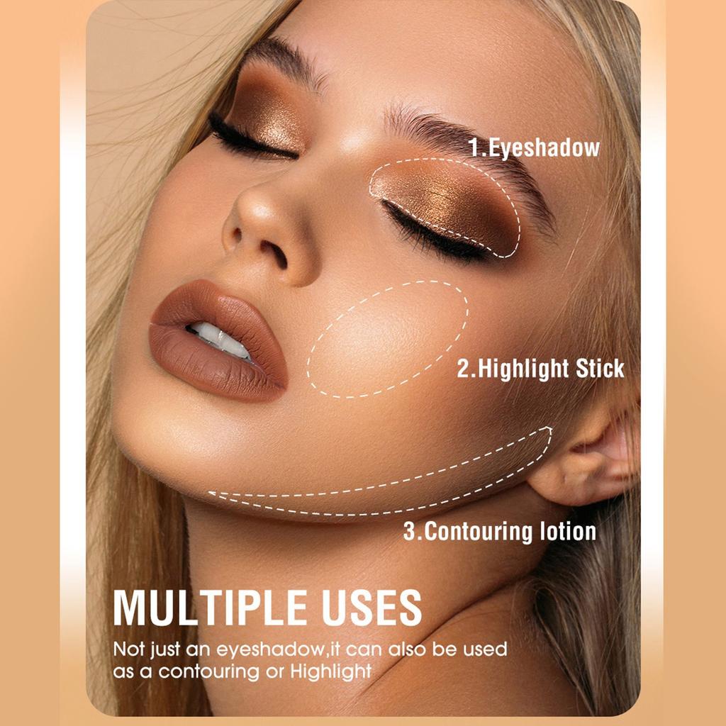 Нейтральные тени для век Румяна Жемчужно-коричневый Макияж Плоскость Блестящий бальзам Тени для век Карандаш Водостойкий Долговечный Высокопигментированный 2 г