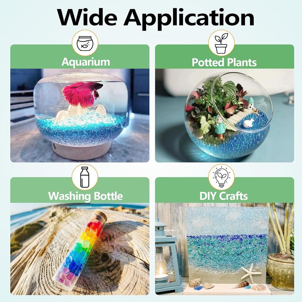 Keedolla 0,5 фунта Сине-зеленый Аквариум для рыбок Бетта, Камни, Гравий, Матовые стеклянные бусины, 6-9 мм, Аквариумные камни, Гравий для аквариума, Камешки для наполнения ваз,