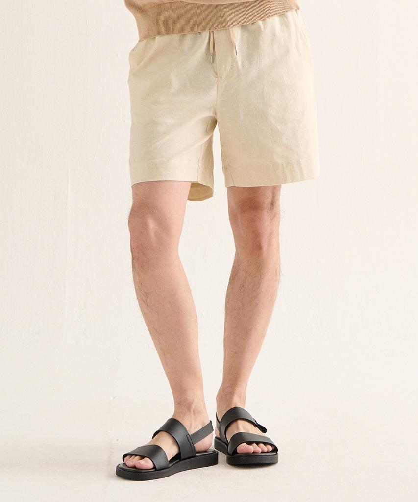 ANALOG MOOD Roll-Up Linen Shorts (Beige)