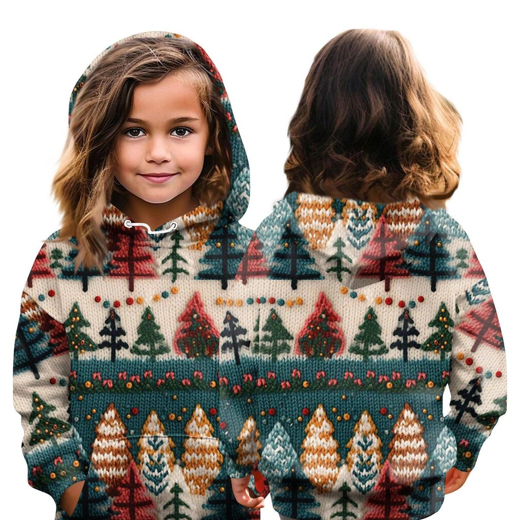 Детские толстовки с капюшоном, свободные рождественские принты, спортивная рубашка с капюшоном, модная спортивная рубашка