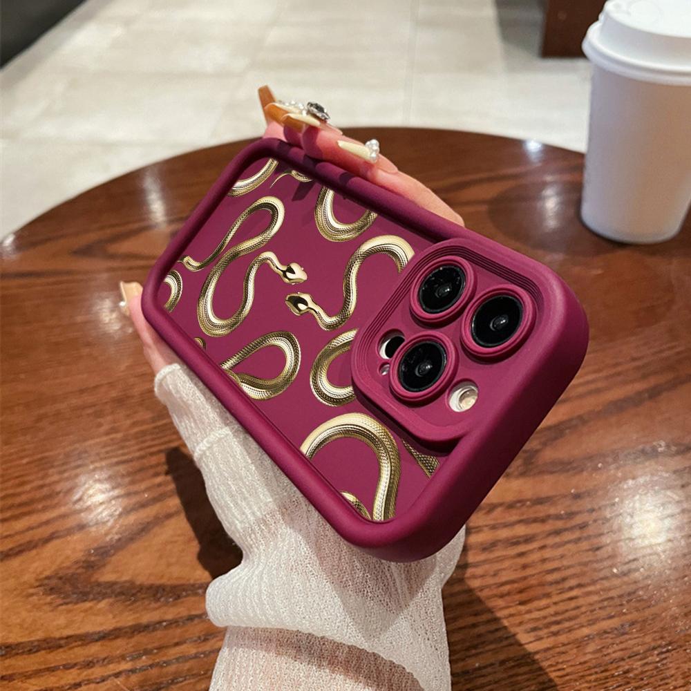 N72, черные, золотые, змеиные, мягкие чехлы для телефонов с ангельскими глазками для iPhone 15, 14, 12, 11 Pro Max 13 mini 7 8 6S Plus XS Max XR SE, противоударный чехол-бампер