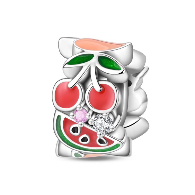 Подходит для браслетов Pandora, медные подвески, цвет: клубника, вишня, черника, фрукты, сладкий, оригинальный, DIY украшения, день рождения, тонкие подарки