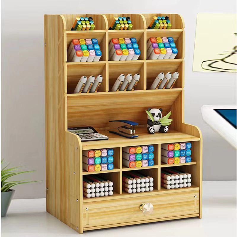 Nordic Style Wooden Desktop Pen Holder and Stationery Organizer