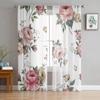 Vintage Beautiful Bouquets Tulle Window Curtain For Living Room Bedroom Voile Sheer Curtains Kitchen Treatments Drapes