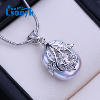 Натуральный пресноводный большой жемчуг в стиле барокко, классический кулон с цветком, ожерелья для женщин и девочек, подарок на день рождения, вечерние украшения