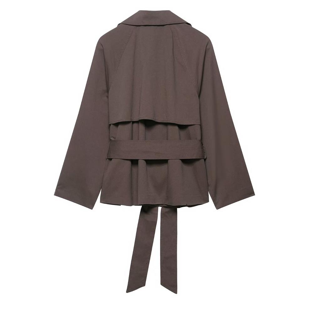 Женский модный плащ тренч с длинными рукавами и короткой талией