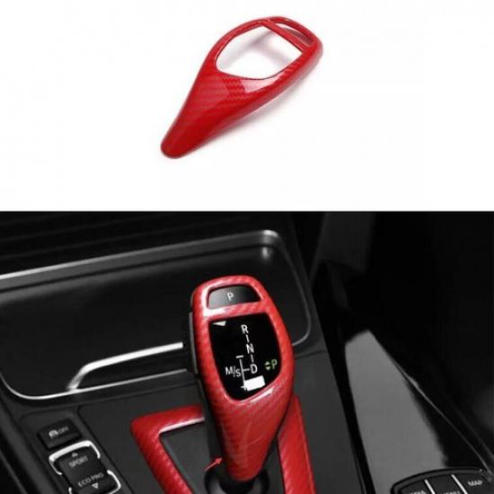 For BMW F20 F21 F22 F23 Knob Cover Gear Shift Central Console Red Carbon Fiber