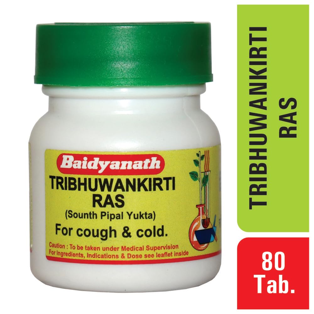 Baidyanath Таблетки Tribhuvankirti Ras | Традиционная аюрведическая формула для здоровья и жизненной силы | Травяная добавка | Упаковка 3 x 80 таблеток каждая