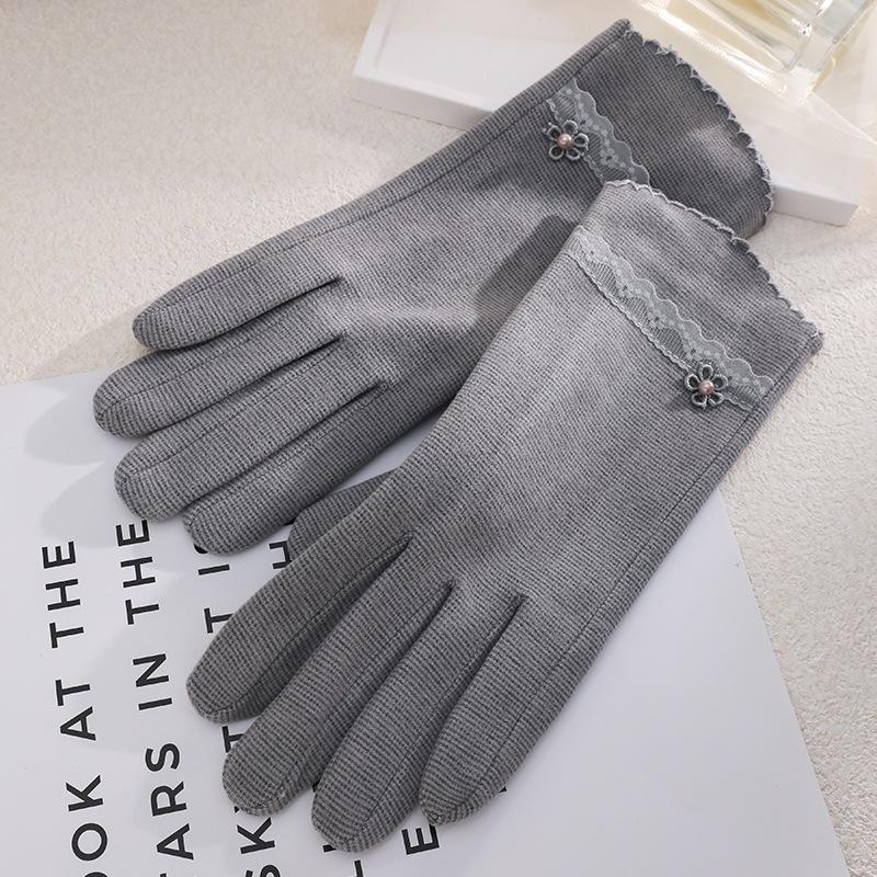 Теплые женские перчатки с узором «тысяча птиц», элегантные, для улицы, для верховой езды, холодо- и ветрозащитные, однослойные кружевные перчатки для весны и осени