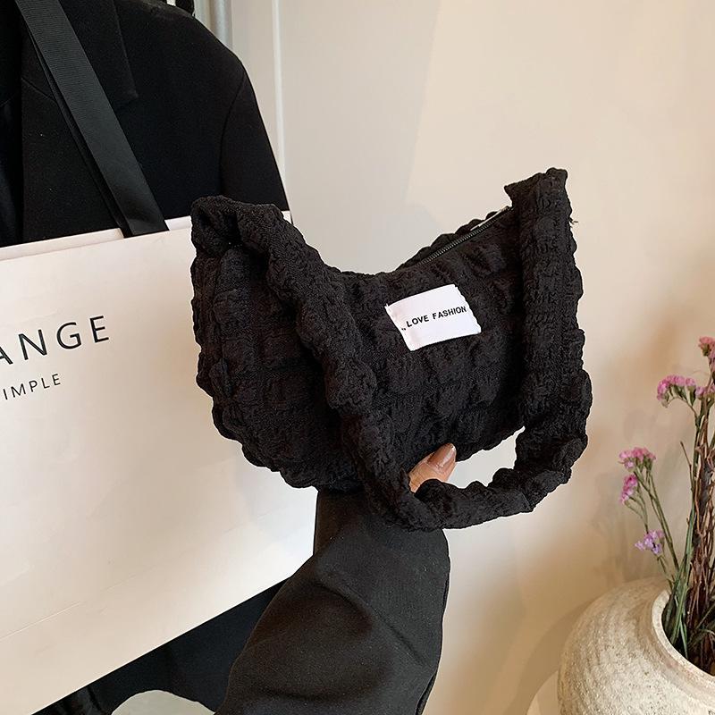 Модная сумка-плиссе через плечо большой вместимости, женская сумка под мышкой, зарубежный стиль, однотонная сумка-пельмень