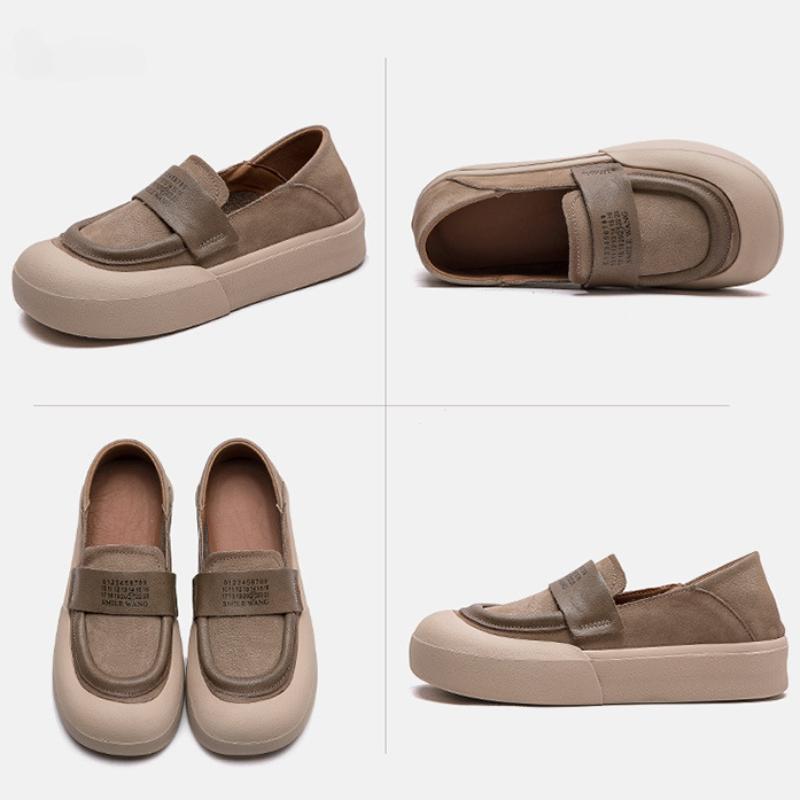 Johnature Универсальная женская обувь в стиле ретро, ​​повседневные туфли без шнуровки на плоской подошве из натуральной кожи с круглым носком и толстой подошвой