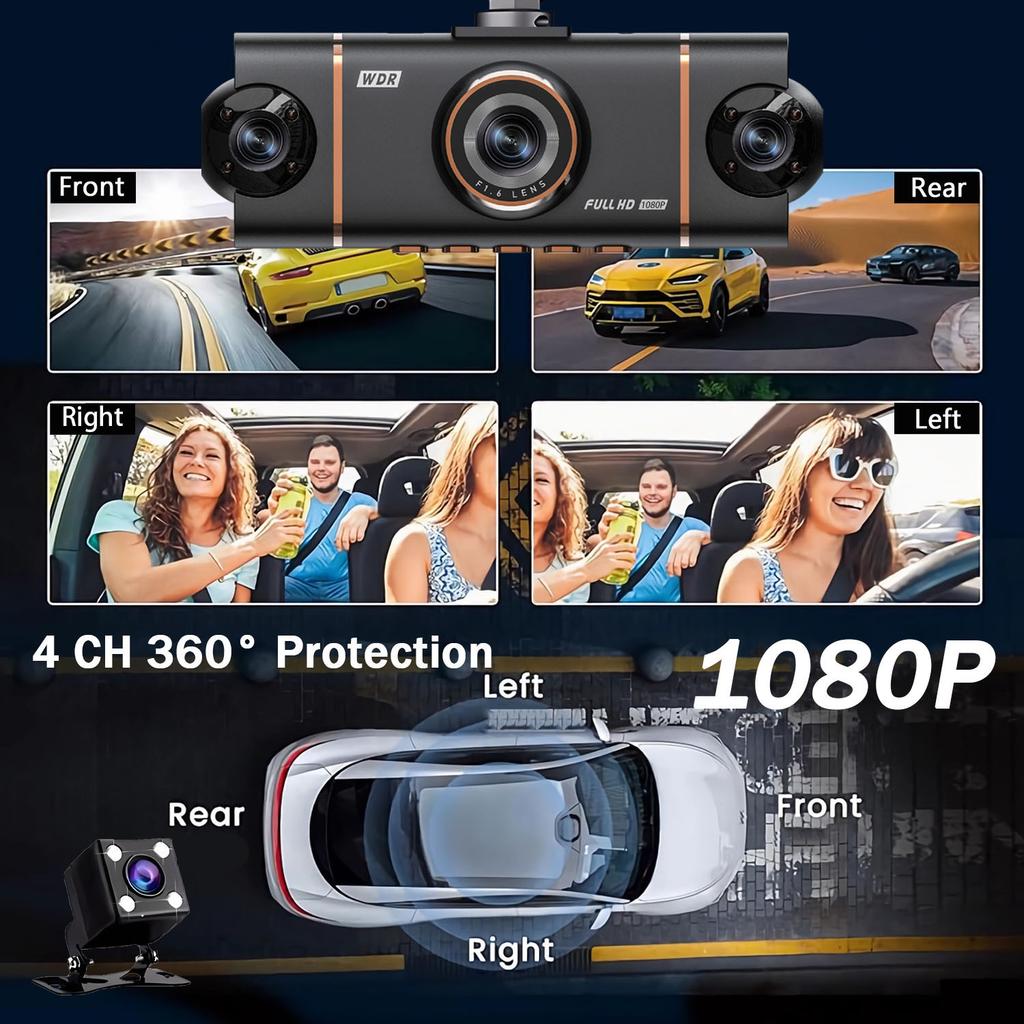 4-канальная 360-градусная видеорегистратор для автомобиля WIFI ПРИЛОЖЕНИЕ Автомобильный видеорегистратор 1080P 4 видеокамеры Запись водителя Камера заднего вида для автомобиля