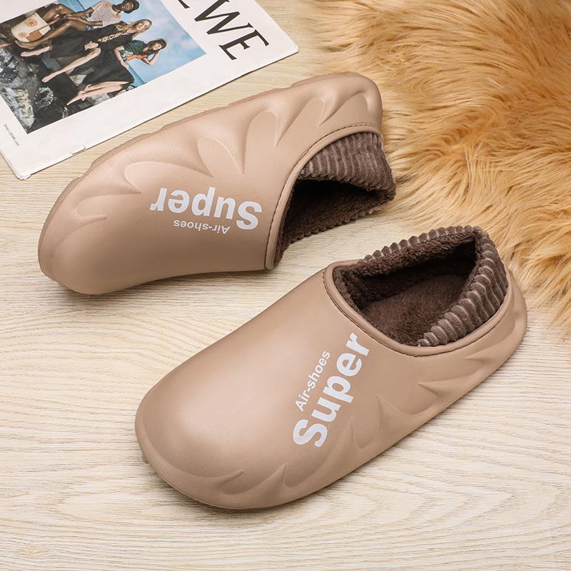 Winter Men Women Warm Slippers Plush Cotton Slippers Indoor Home Waterproof Non-Slip Shoes For Couples Bedroom Warm Shoes 36-47