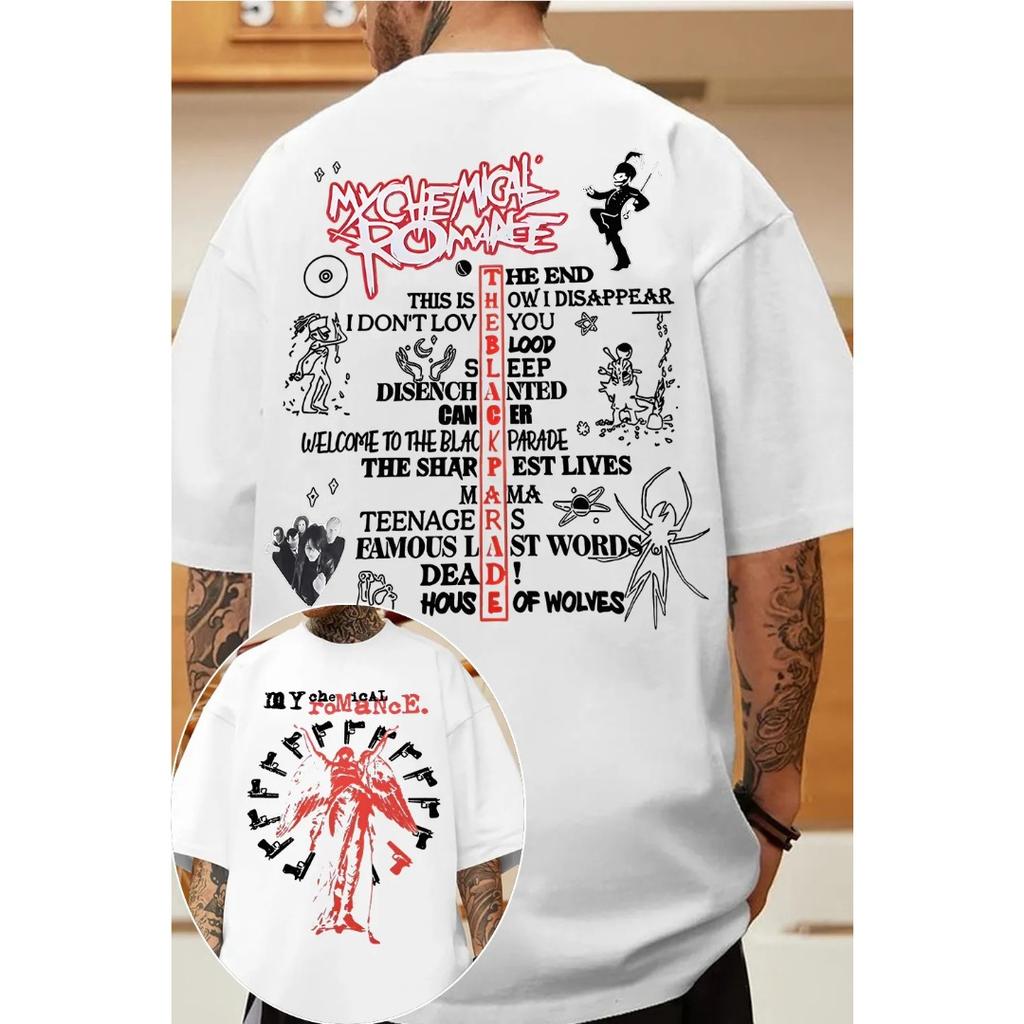 My Chemical Romance 2-sided Printed Tee Shirt Men Women Graphic Streetwear Oversized Y2k Short Sleeve Unisex Female Male Clothing
