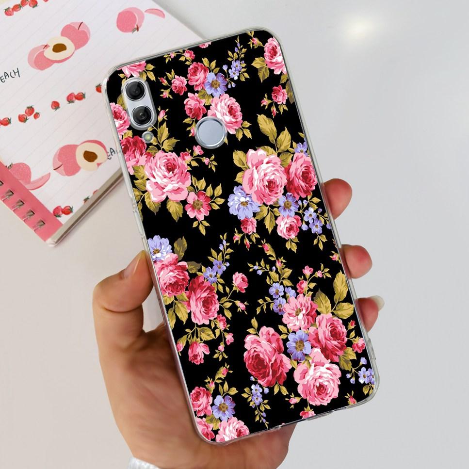 Чехол для Honor 10 Lite HRY-LX1 Роскошный Цветок Любовь Мягкий ТПУ Силикон Прозрачная Крышка Для Huawei Honor 10Lite 6.21" Чехол для Телефона Fundas