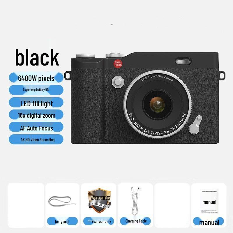 CCD Digital Camera with Dual Lenses - Retro Flip-Phone Style, Perfect for Students and Kids, Connects to Phone.