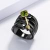 925 Silver Two -Tone Inlaid Topaz Green Zircon Ring Special Design Black Gold Engagement Ring Jewelry Gift