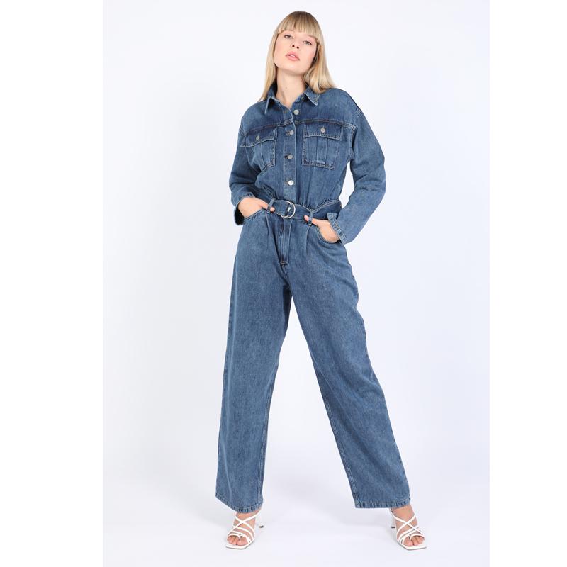 Women's Oversize Jean Jumpsuit Dark Blue