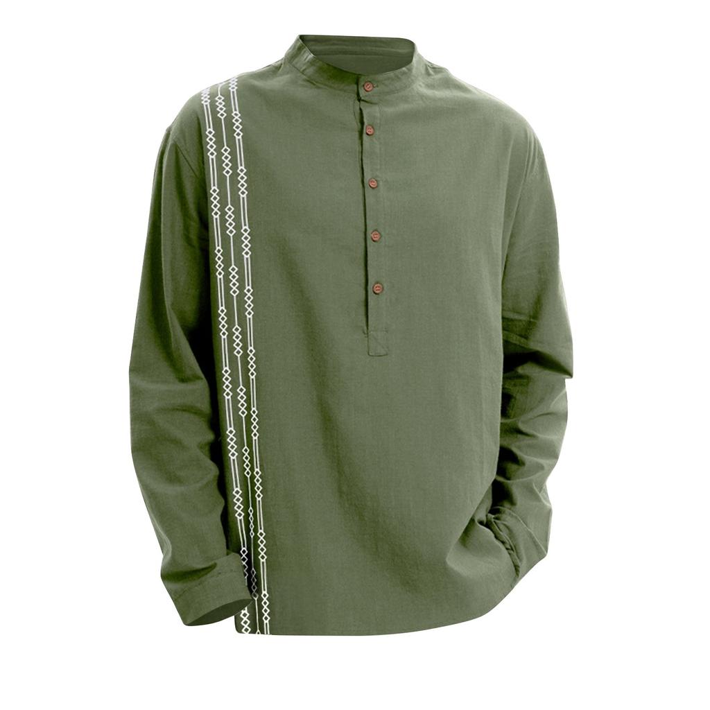 Мужские весенние однотонные ретро-топы с длинным рукавом на пуговицах, мужские повседневные модные топы