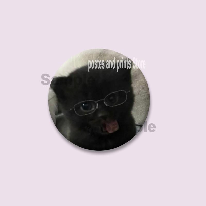Funny Pet Cat Series Brooches Cute Animal Lapel Pins Cartoon Round Badge on Backpack Accessories Jewelry Gifts for Friends Kids