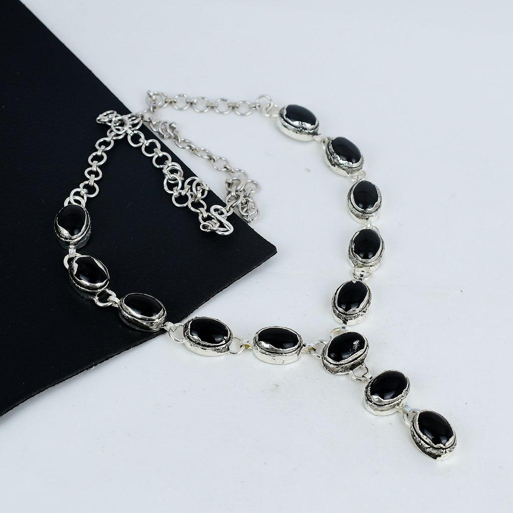 Beautiful Black Onyx Gemstone Handmade 925 Sterling Silver Necklace, Black Onyx Silver Necklace For Wife, Unisex Necklace, Birthday Gift