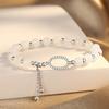S925 Silver Light Luxury Style Full Diamond Ring Hetian Jade Bracelet Fashion Geometric Diamond Round Zircon Tassel Jewelry