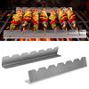 4Pcs/Set Skewer Holder Anti-slip Groove Stainless Steel Heavy Duty Long BBQ Tools Food Grade Barbecue Grilling Shish Kabob Rack Outdoor Supplies