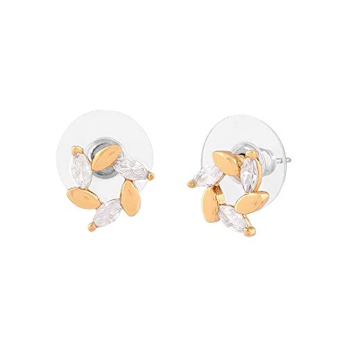 Серьги-гвоздики Estele с золотым покрытием 24 карата и американским бриллиантом в виде листьев для девочек