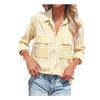 Women's Spring and Summer Washed Striped Single-breasted Long-sleeved Shirt Female