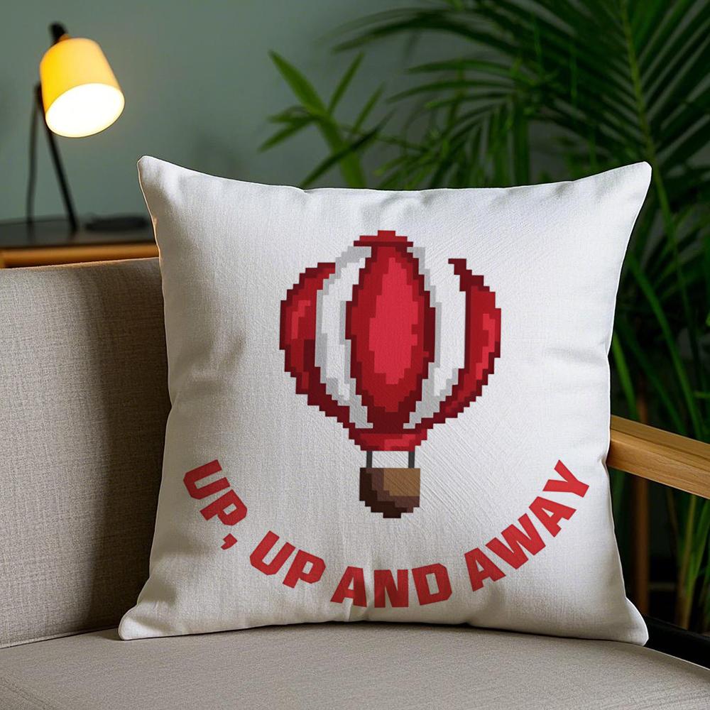 Cartoon Pixel Design Cushion Cover Plush Fabric DoubleSided Printed Invisible Zipper Sofa Pillow Case Home Bedroom Decor