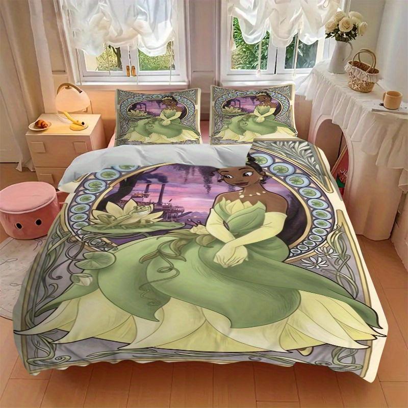 3pcs Tiana Princess Bedding Set - 1 Soft Quilt Cover + 2 Pillowcases, Machine Washable - Suitable for All Seasons, Perfect Gift for Family and Fr