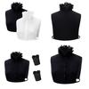 Women Elegant Ruffled Stand Fake Collar Half Shirt and Wrist Cuffs False Sleeves Set Vintage Sweater Clothing Accessory