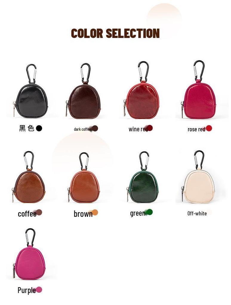 Винтажный кошелек для монет из натуральной кожи: Многофункциональный мини-кошелек на молнии из коровьей кожи высшего слоя