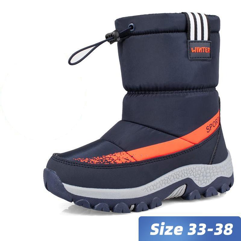 Утолщенные детские ботинки, нескользящие теплые зимние ботинки среднего размера с кошками, зимняя повседневная непромокаемая хлопковая обувь для мальчиков и девочек