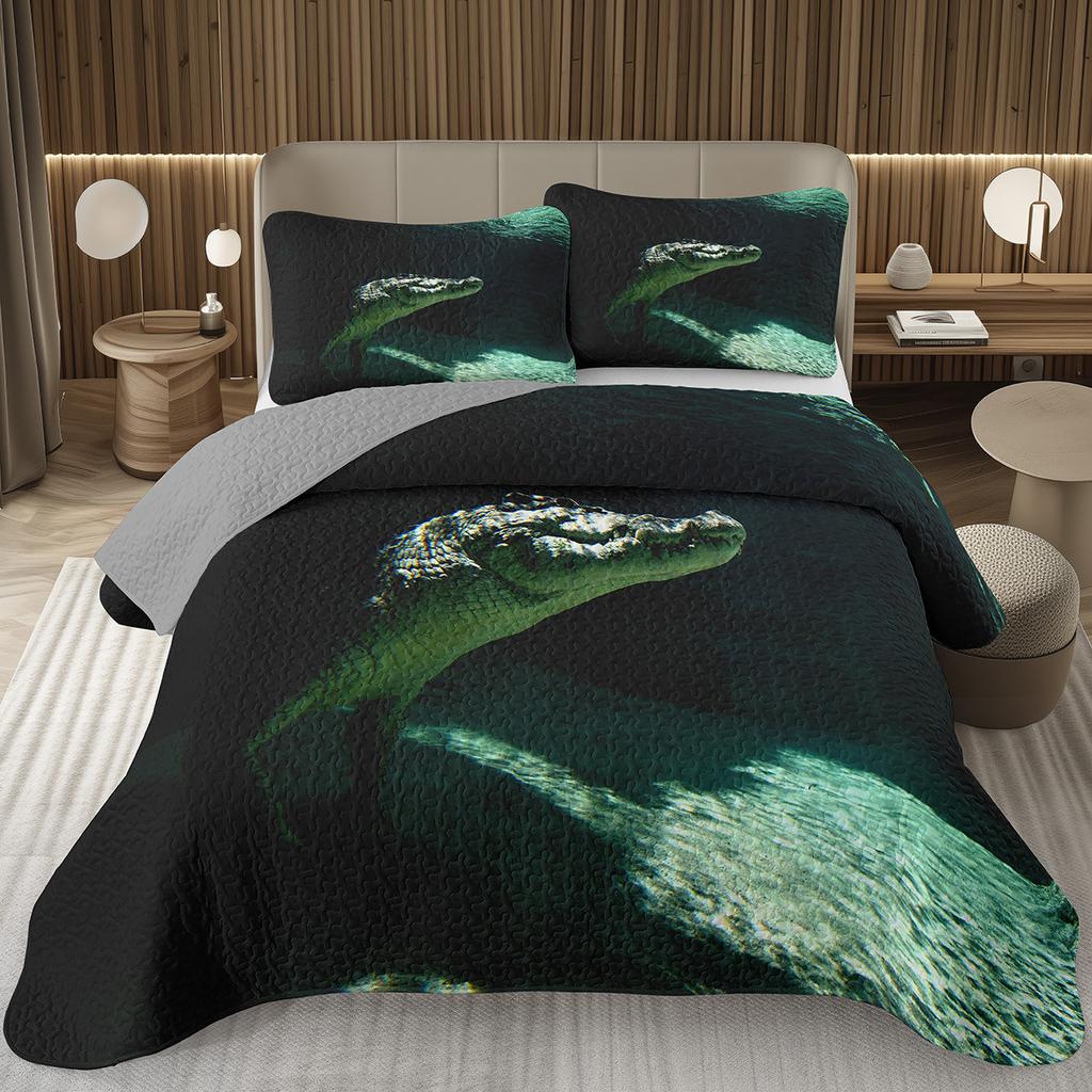 Подростковый крокодиловый плед с узором аллигатора, стеганый комплект постельного белья размера фулл/квин с дикими животными для детей, мальчиков, девочек