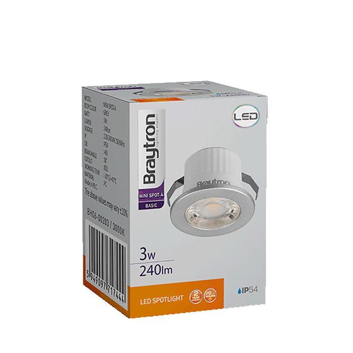 Mini spot LED rond argent 3W 6500K IP54