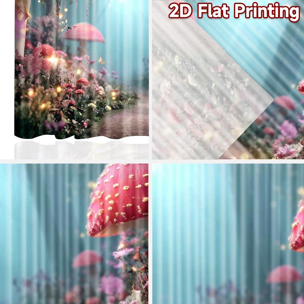 2D flat printing 2pcs Curtains Enchanted Forest Path Butterflies Digital Printed Polyester Drapes Birthday Party Use for Festive