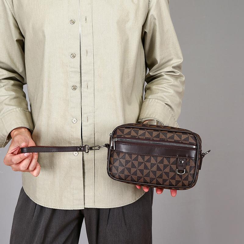 Повседневная деловая сумка через плечо для мужчин, сумка через плечо из искусственной кожи, маленькие сумки через плечо, дизайнерские мужские сумки на ремне в квадратную клетку