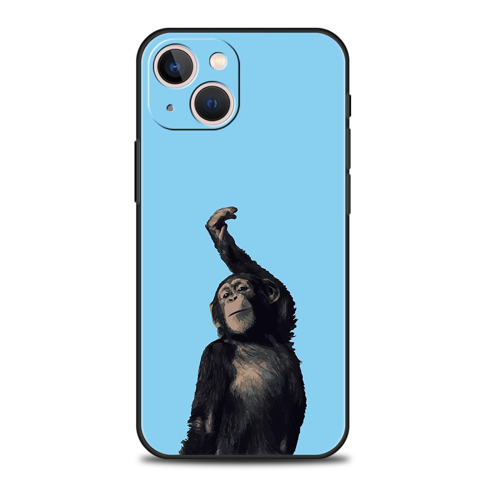 Роскошный мягкий чехол из ТПУ для iPhone 17 Air 16E 16 11 15 14 Pro MAX 12 13 7 8 Plus X XR XS SE 2022 Чехол Обезьяна