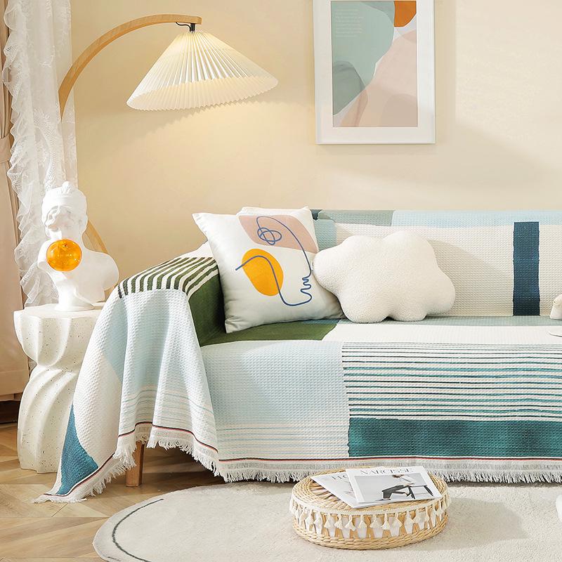 Чехол и подушка для дивана с противоскользящим покрытием в стиле бохо - для круглогодичного использования