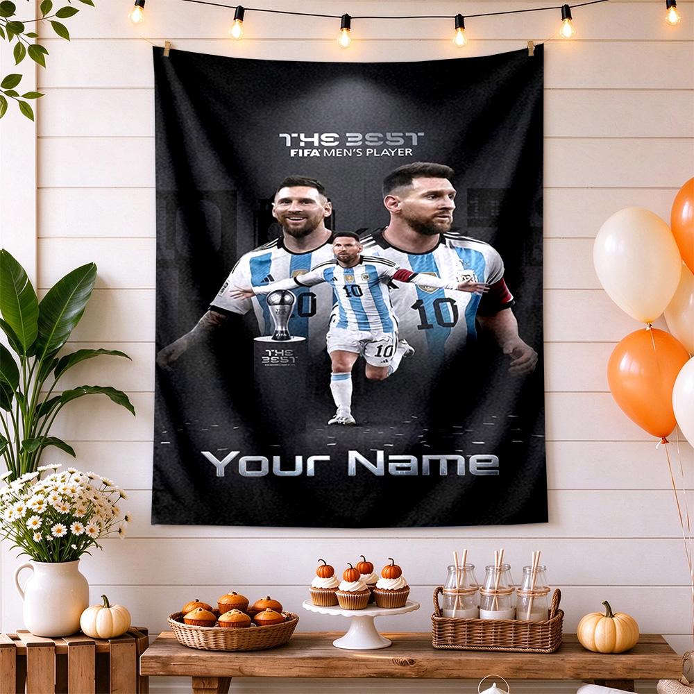 Football Messi Personalized Text Tapestry Cozy Personalized Tapestry Soft Durable Fabric Suitable for Meditation Room Multi-purpose for All Occasions