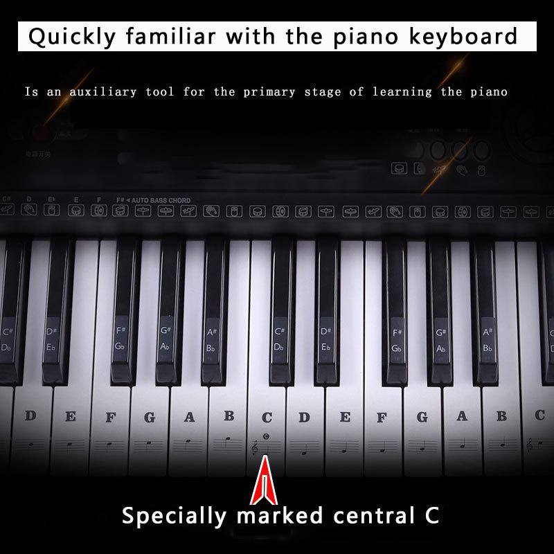Transparent Piano Keyboard Sticker Removable Electronic Keyboard 37/49/54/61/88 Key Piano Sticker
