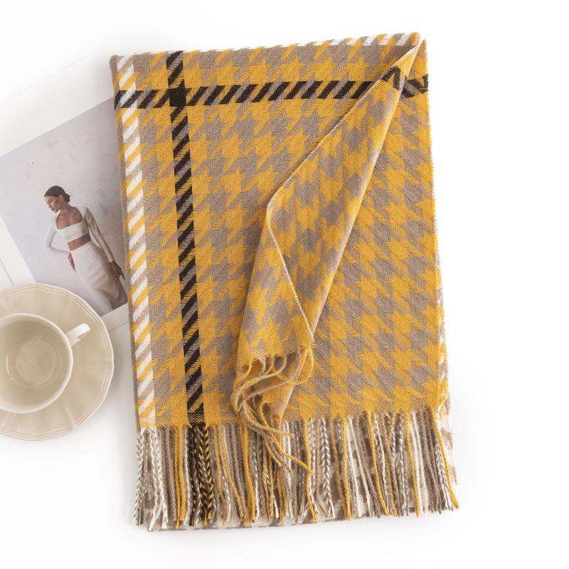 Новый зимний шарф в гусиную лапку, модный европейский и американский повседневный шарф, защищающий от холода, высококачественная удлиненная теплая шаль